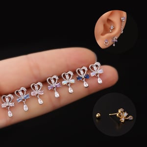 1 Piece Simple Series Simple Heart Titanium Steel  Gold Color Material Zircon Women's Stud Earrings h5 Picture2